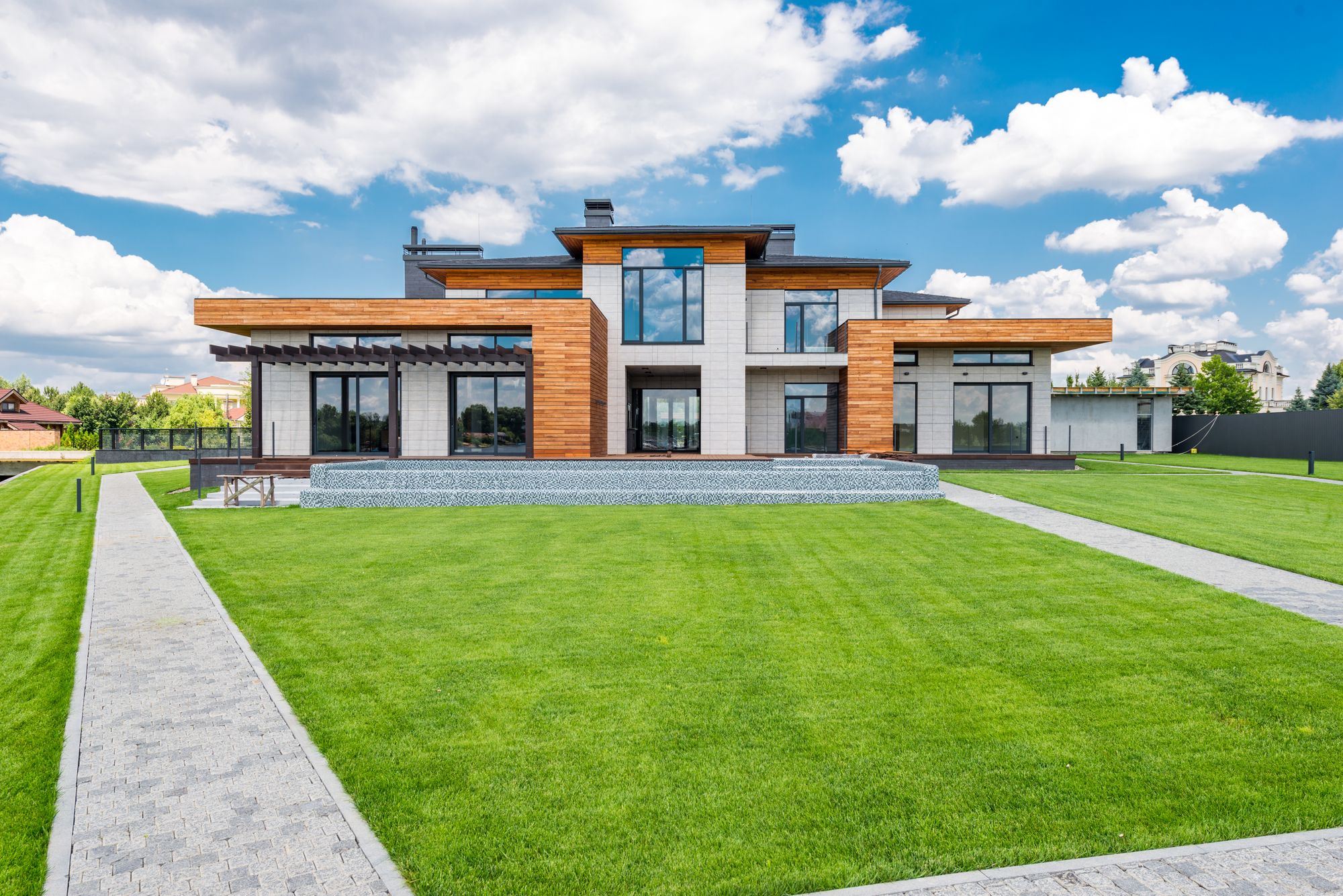 Illustrative modern home with panoramic glazing